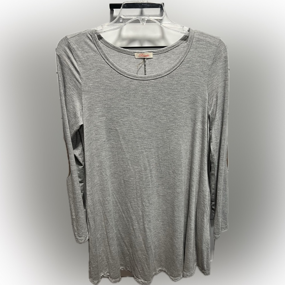 Grey with brown elbows patch tunic